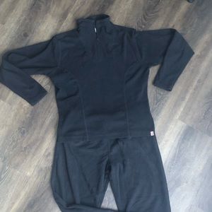 Alpine fleece sweatshirt and pants. Black.